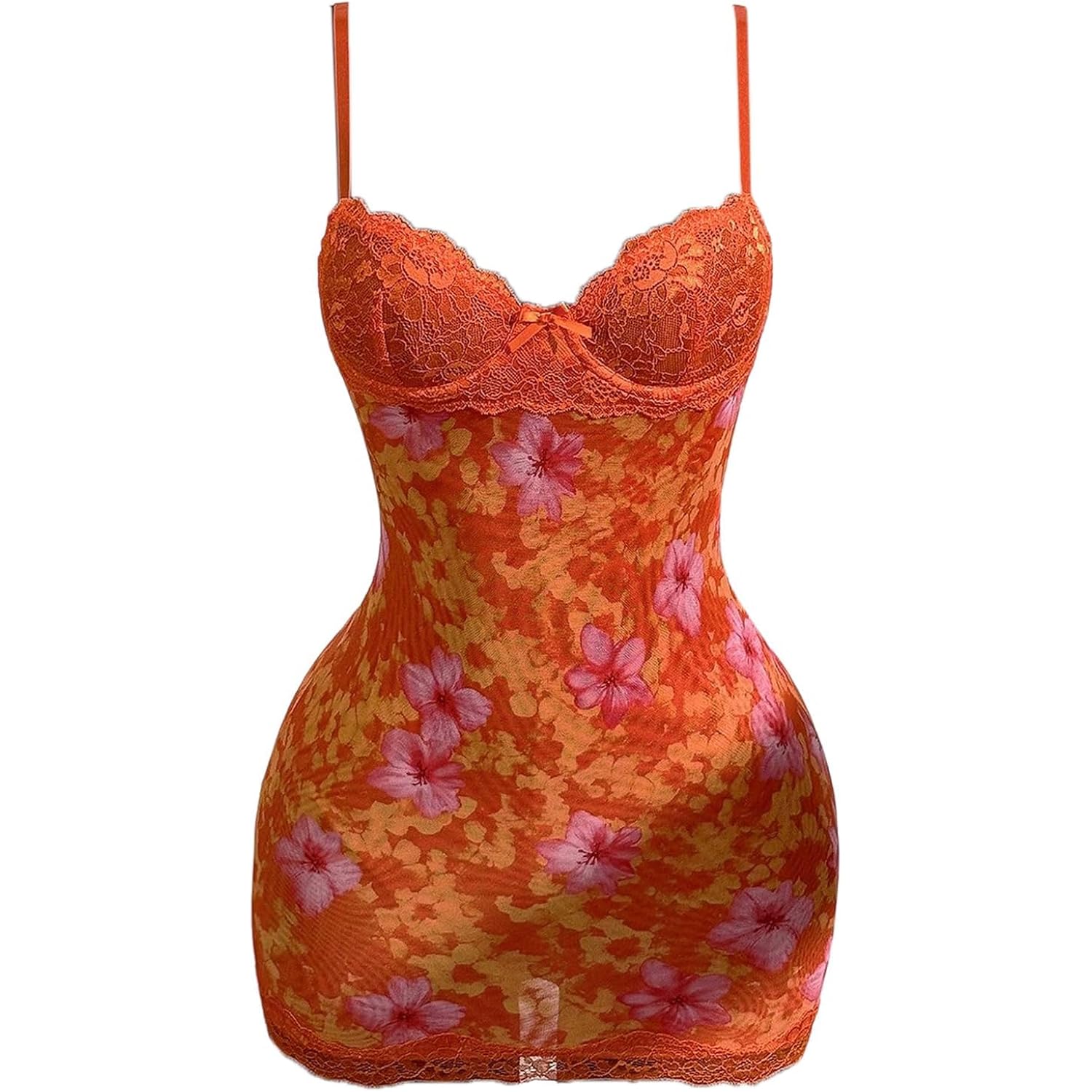 Soly Hux Women'S Summer Floral Lace Trim Mini Dress Spaghetti Strap Bodycon Party Cami Dresses