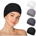 4 Pcs Cotton Chemo Sleep Cap for Women, Soft Cancer Beanie Hat Headwear Turban Stretchy Skull Cap Hair Loss Head Wrap Black, Dark Gray, Light Gray, White