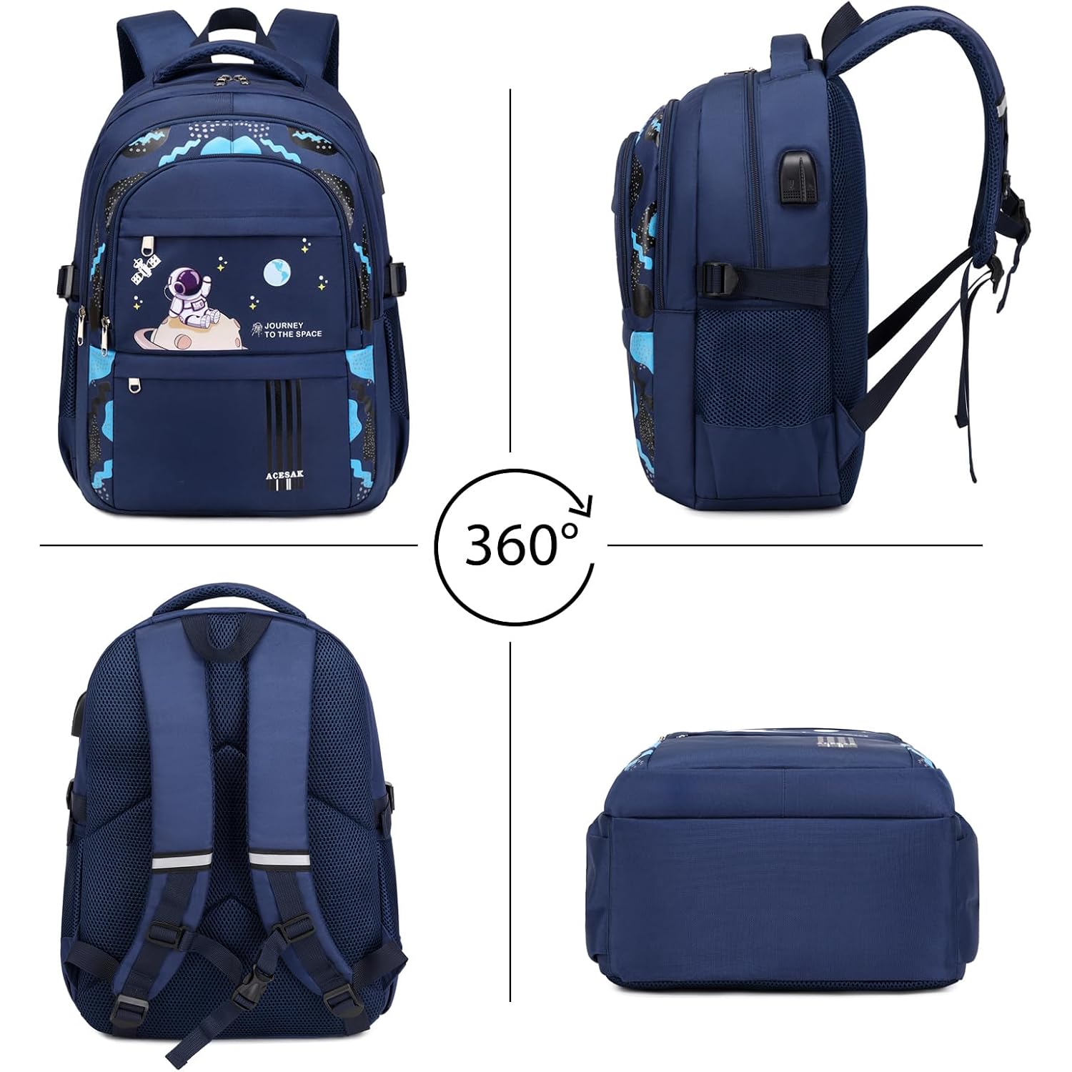 Acesak Backpack For Boys - Boy Backpack Schoolbag For Boys Kids Children Teens Girls Elementary Middle School Bags, Waterproof Lightweight Kids Bookbag Backpacks Casual Daypack With Lunch Bag Set