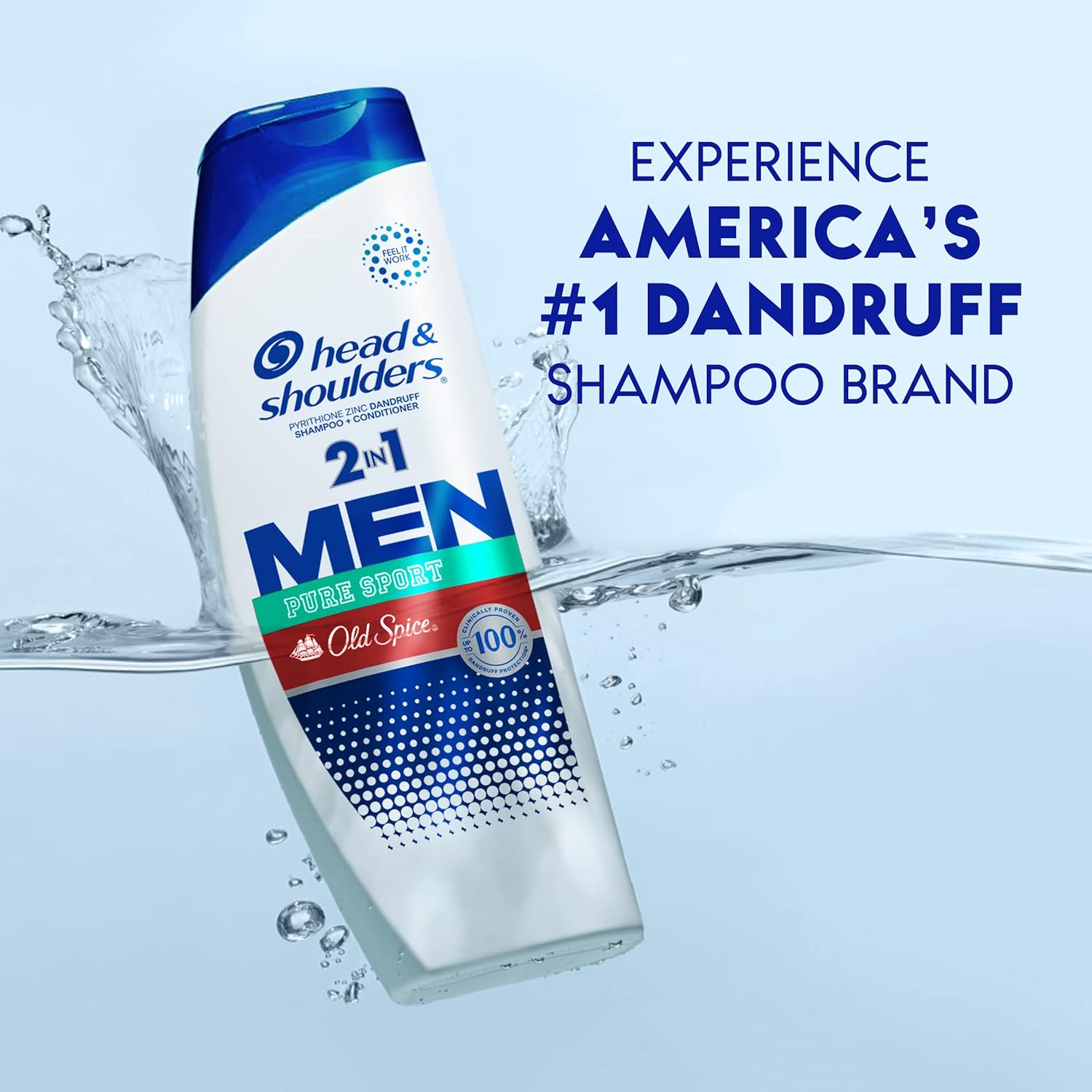Head & Shoulders Mens Anti-Dandruff Shampoo and Conditioner with 1% Pyrithione Zinc, Old Spice Pure Sport Men's 2-in-1 Twin Pack, Shampoo for Men, 31.4 fl oz Each