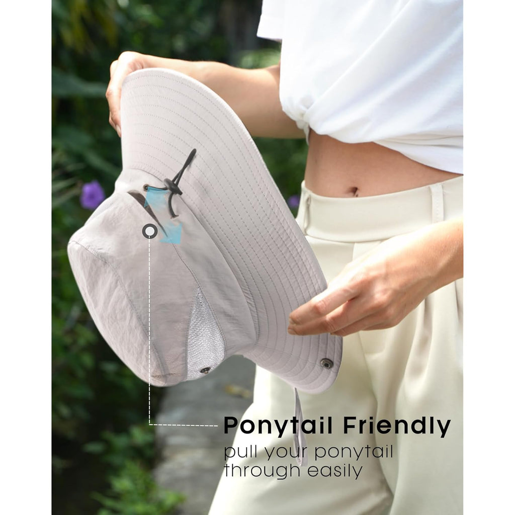 FURTALK Womens Sun Hat with Ponytail Hole Beach Hiking Summer Wide Brim UPF 80+ Outdoor Protection Foldable Bucket Hat