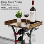 X-Cosrack Wine Rack Freestanding Floor, Mini Bar Table Wine Holder Stand Liquor Cabinet With Glass Holder Wood Tabletop 14 Bottles Floor Wine Storage For Home Bar Kitchen Living Room
