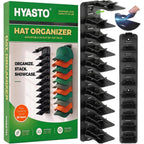 Diy 2Pack Hat Organizer – Holds 36 Hats, Adjustable Clips, Adhesive Or Screw Mount, For Baseball Caps & Snapbacks, Space-Saving Cap Holder & Hat Storage Wall Rack For Closet & Door, Black