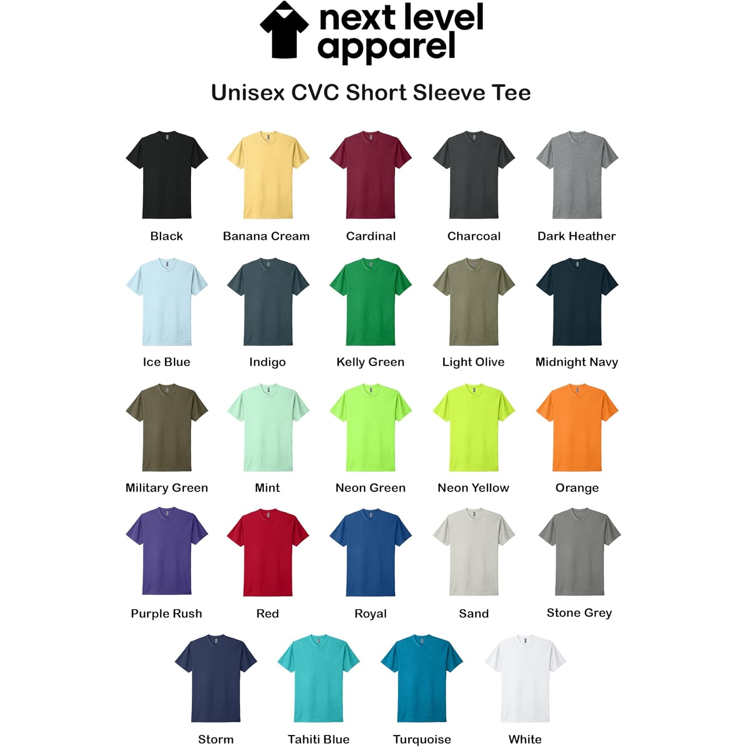 Next Level Apparel 6210 Men'S T-Shirts, Pack Of Unisex Cvc Cotton Blend Bulk Undershirt – Custom Color Set Remera Para Hombre