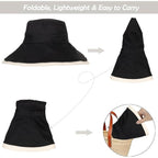 Sun Hat for Women Wide Brim Reversible Double-Sided UV Protection Cotton Fishing Bucket Hat Summer Beach UPF 50+