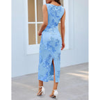 Merokeety Women'S Summer Floral Bodycon Maxi Dress 2026 Slit Mesh Sleeveless Formal Wedding Guest Cocktail Party Long Dresses