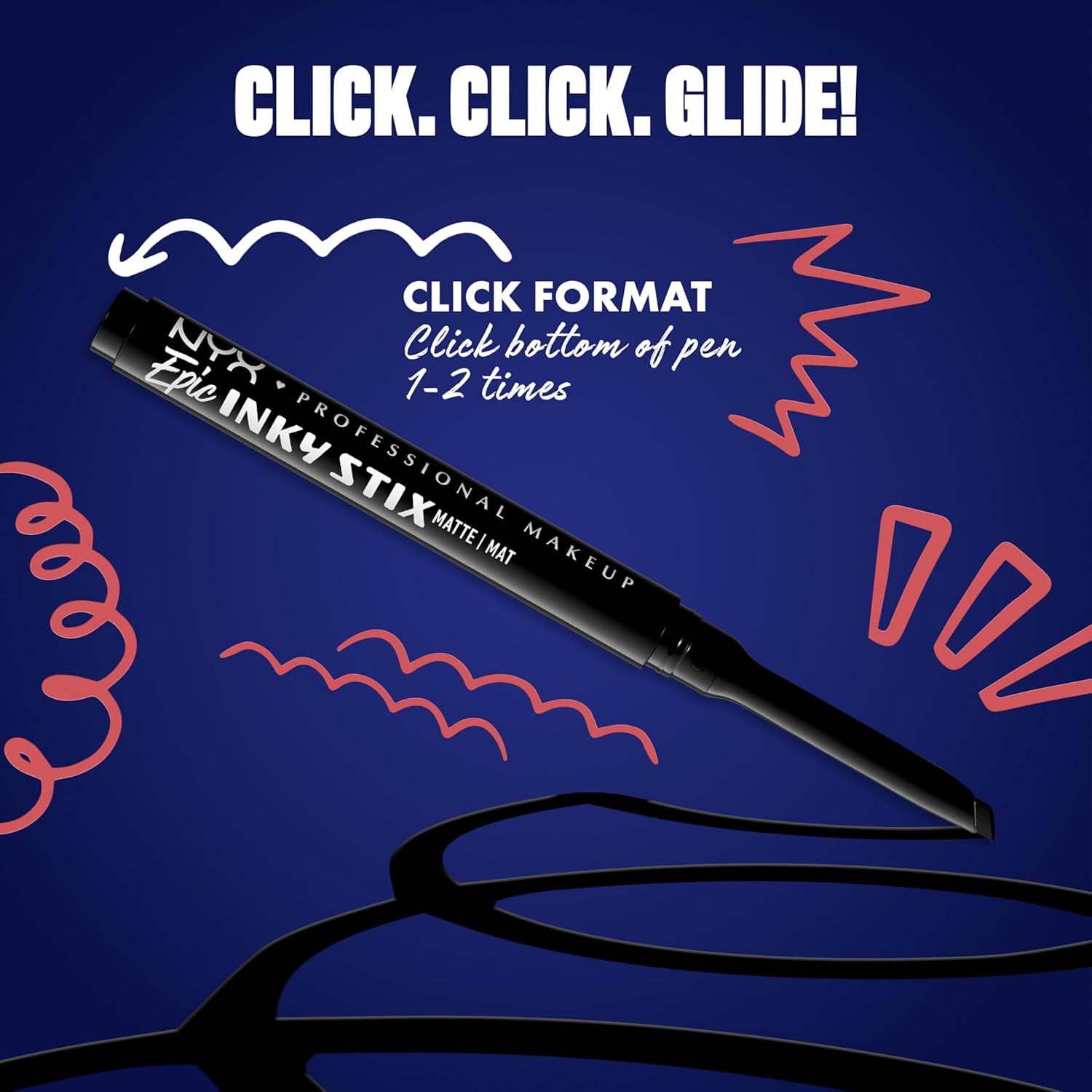 NYX PROFESSIONAL MAKEUP Epic Inky Stix Eyeliner, Mechanical Cream Gel Eyeliner, Waterproof Formula With Up To 24HR Wear - 01 Black Screen (Matte Black)