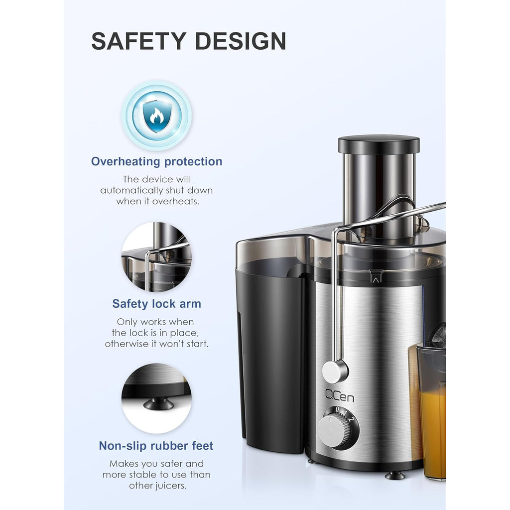 Juicer Machine, 800W Centrifugal Juicer Extractor with Wide Mouth for Fruit Vegetable, Easy to Clean, Stainless Steel, BPA-free (Black)