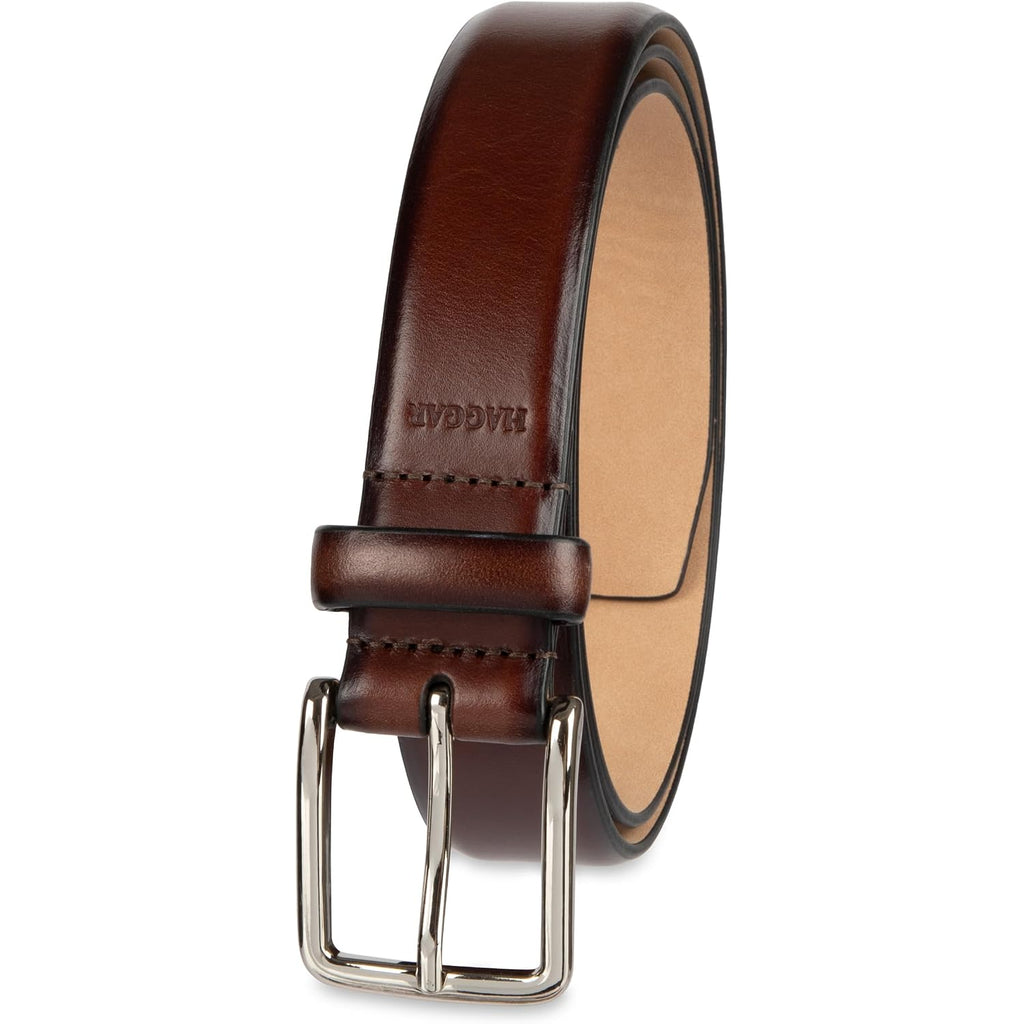 Haggar Men'S Leather Dress Belt For Suits And Pants - Classic Formal Business Work