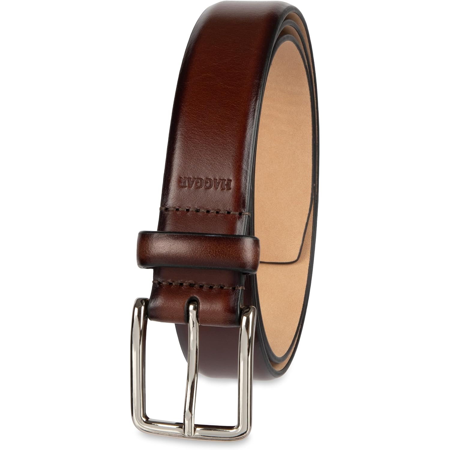 Haggar Men'S Leather Dress Belt For Suits And Pants - Classic Formal Business Work