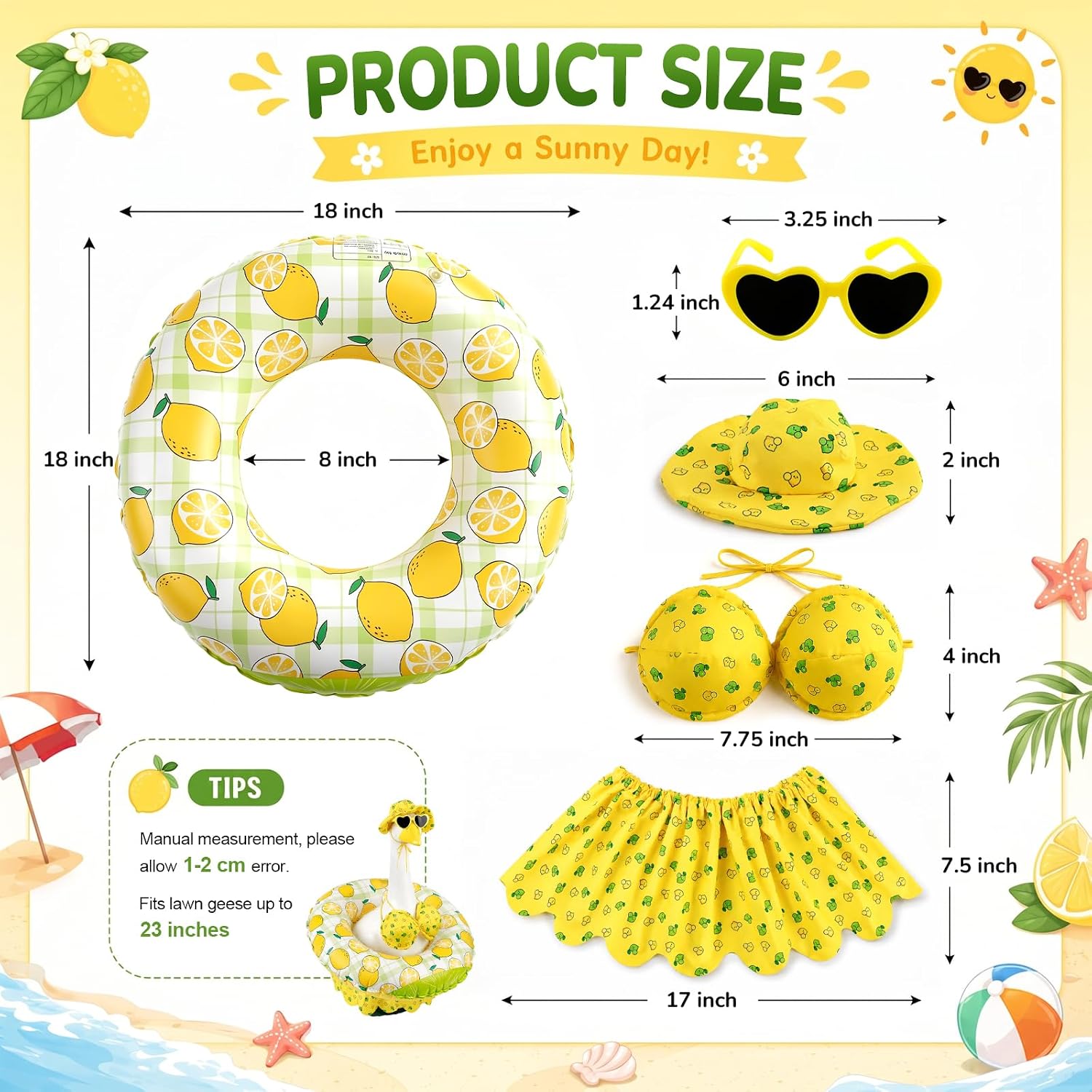 Porch Goose Summer Outfits 23 Inch - Hawaiian Bikini Lawn Goose Costume For Luau Party, Outdoor Garden Patio Yard Decor, Pool Party - Goose Clothes Durable Gift