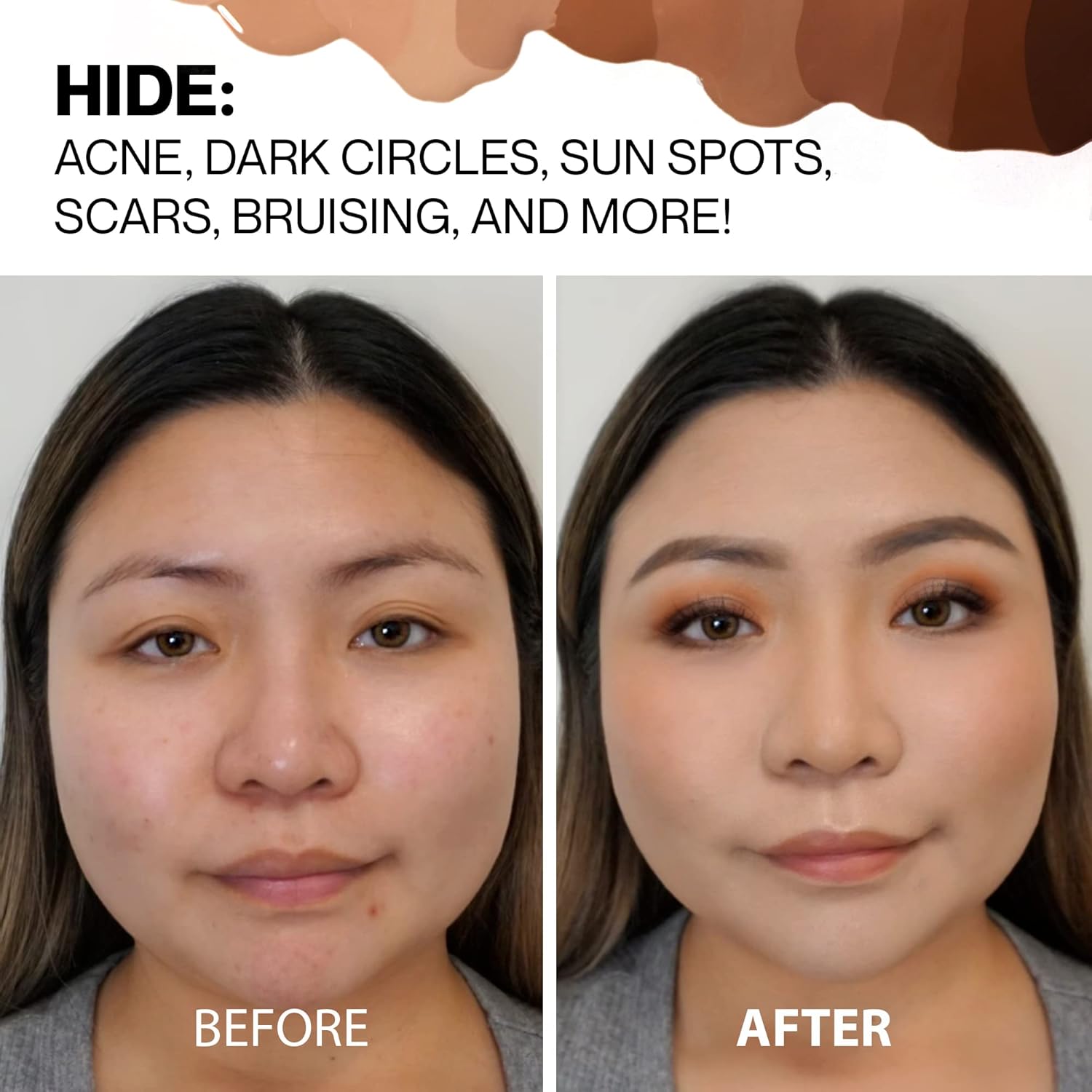 HIDE PREMIUM Liquid Foundation, Multi-Use Waterproof Foundation, Medium/Full Coverage Foundation, Shades for All Skin Types (See Shade Finder), Walnut, 1 fl oz