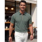 Mens Polo Shirts Short Sleeve Casual Summer Lightweight Cotton Golf Polo Shirts With Pocket