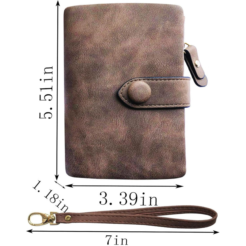 PofeeXIO Womens Small Bifold Leather Wallets RFID Ladies Wristlet with Card Slots id Window Zipper Coin Purse | Small, Bifold, RFID, Wristlet, with Card Slots, id Window
