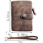 PofeeXIO Womens Small Bifold Leather Wallets RFID Ladies Wristlet with Card Slots id Window Zipper Coin Purse | Small, Bifold, RFID, Wristlet, with Card Slots, id Window