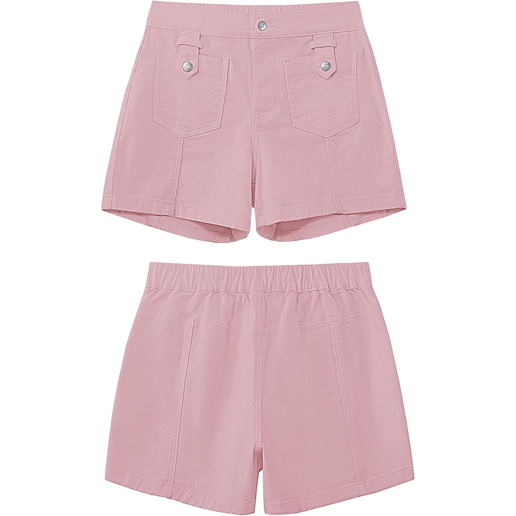 Jean Shorts for Women High Waisted Wide Leg Elastic Waist Stretchy Denim Jorts Summer Causal Shorts with Pockets