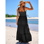 Anrabess Women'S Summer Casual Long Maxi Beach Vacation Dresses Sleeveless Square Neck Flowy Tiered Sun Dress With Pockets