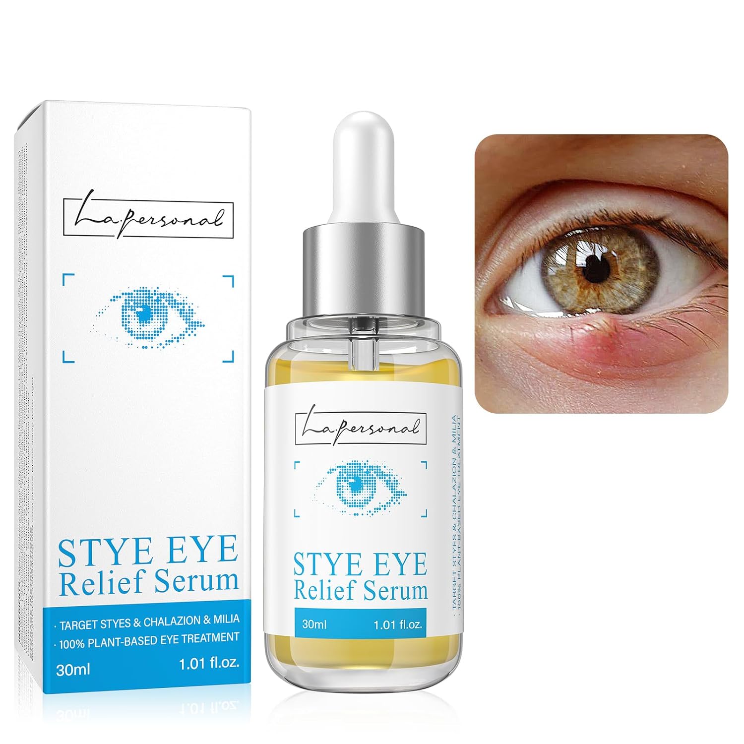 La. Personal Stye Eye Relief Serum For Eyelid Bumps, With Avocado Oil, Sea Buckthorn Oil & Caffeine, Gentle Formula 1.01 Fl Oz / 30 Ml