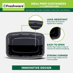 Freshware Meal Prep Containers [50 Pack] 1 Compartment With Lids, Food Storage Containers, Bento Box, Bpa Free, Stackable, Microwave/Dishwasher/Freezer Safe (24 Oz)