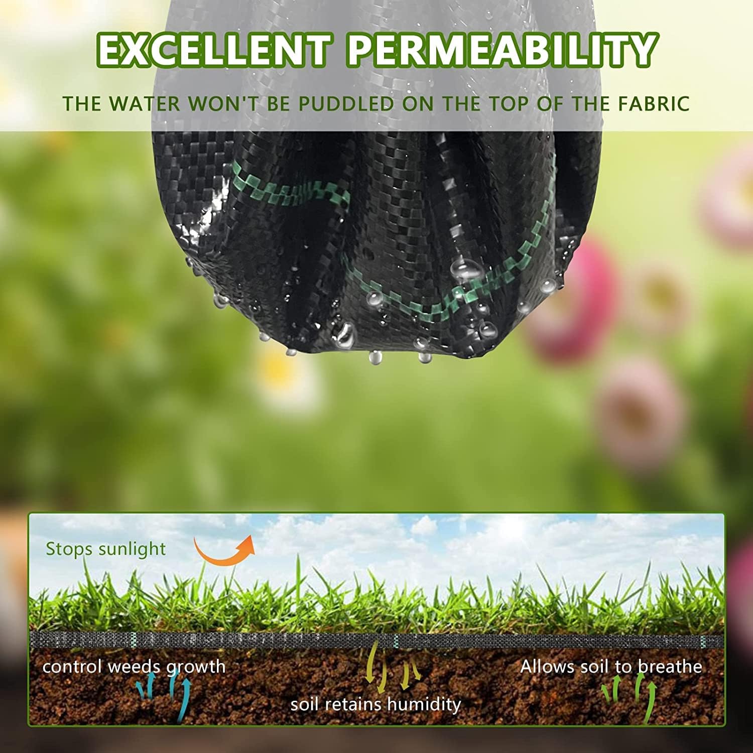 3Ftx50Ft Weed Barrier Landscape Fabric Heavy Duty，Weed Block Gardening Ground Cover Mat, Weed Control Garden Cloth ，Woven Geotextile Fabric For Underlayment，Commercial Driveway Fabric