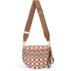 Checkered Crossbody Bag Nylon Bum Bags For Women Spacious Handbags Plus Size Sling Bag For Women