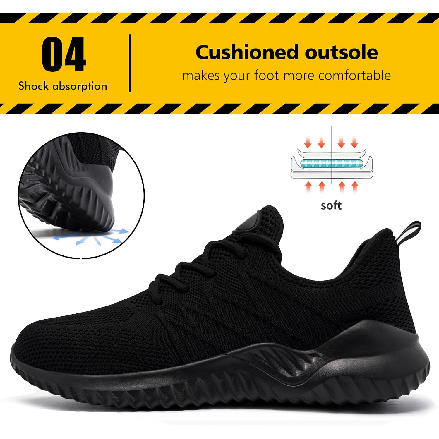 Tinefiy Steel Toe Shoes For Women Lightweight Comfortable Slip Resistant Safety Work Sneakers Cushion Puncture Proof Shoes Indestructible Shoe