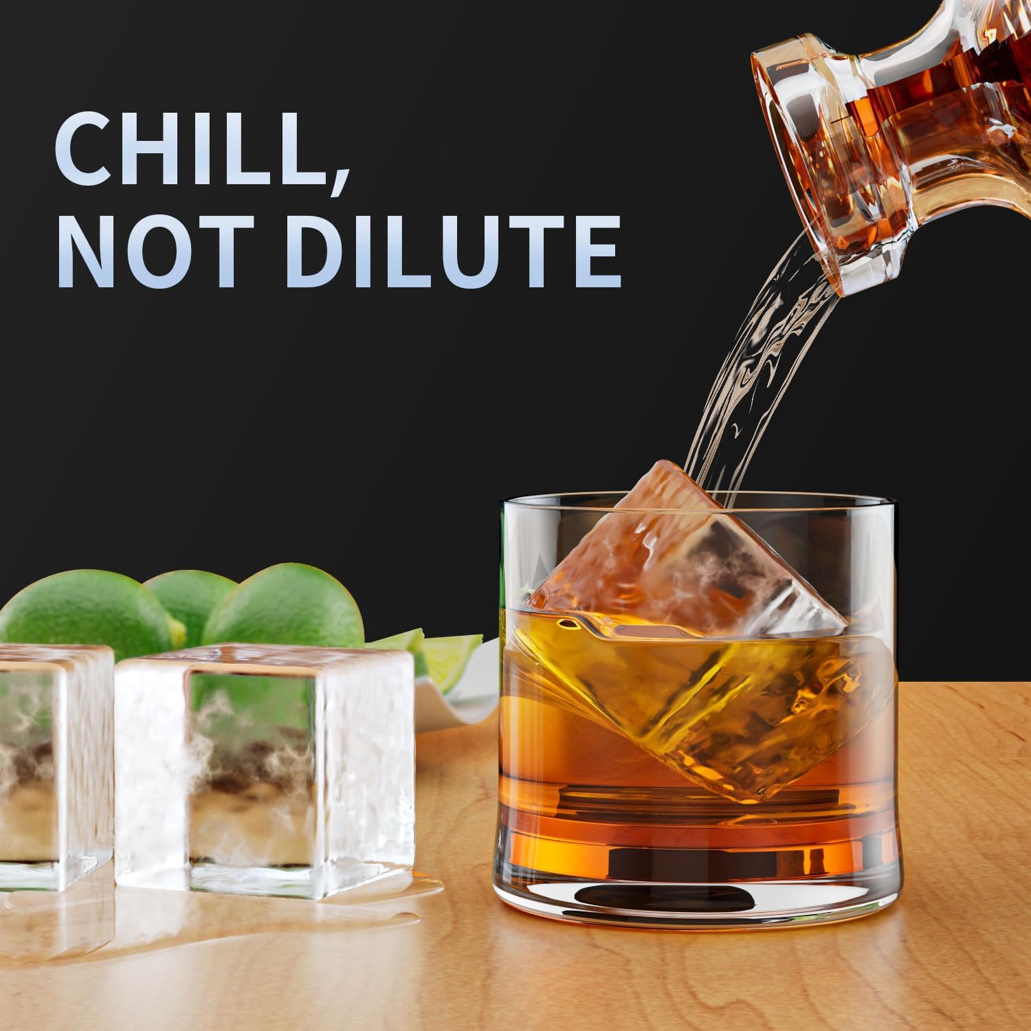 Large Ice Cube Tray For Whiskey: Fddbi Silicone Ice Cube Trays With Lid - 2Pack Big Square Old Fashioned Ice Cube Maker For Cocktail - 2Inch Huge Cubed Ice Trays For Whisky