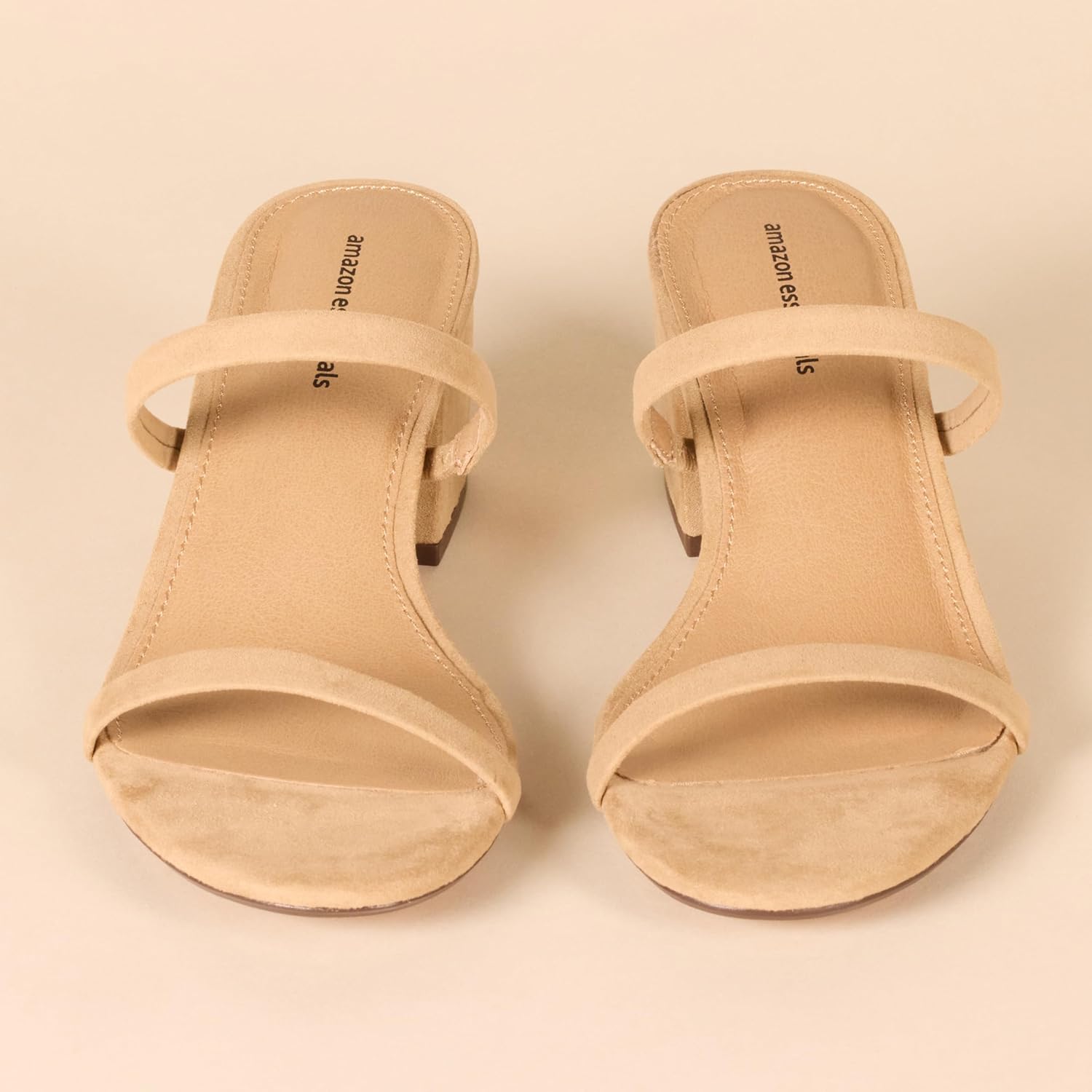 Amazon Essentials Women's Thin Two Strap Chunky Heeled Slide