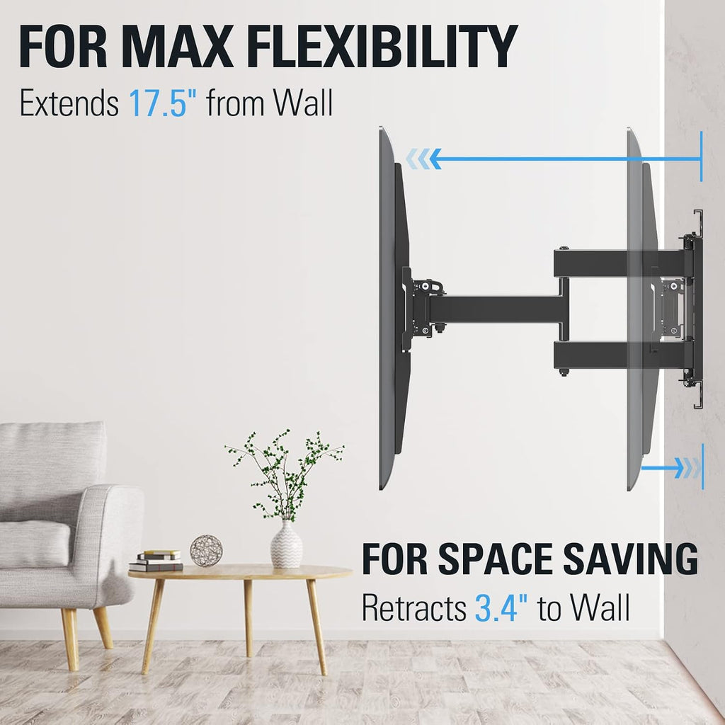 Mounting Dream Tv Wall Mount For Most 32-65 Inch Tv, Full Motion Tv Mount With Dual Arms, Wall Mount Bracket With Swivel And Tilt, Fits 16", 18", 24" Studs, Max Vesa 400X400Mm, 99 Lbs, Md2380-24K