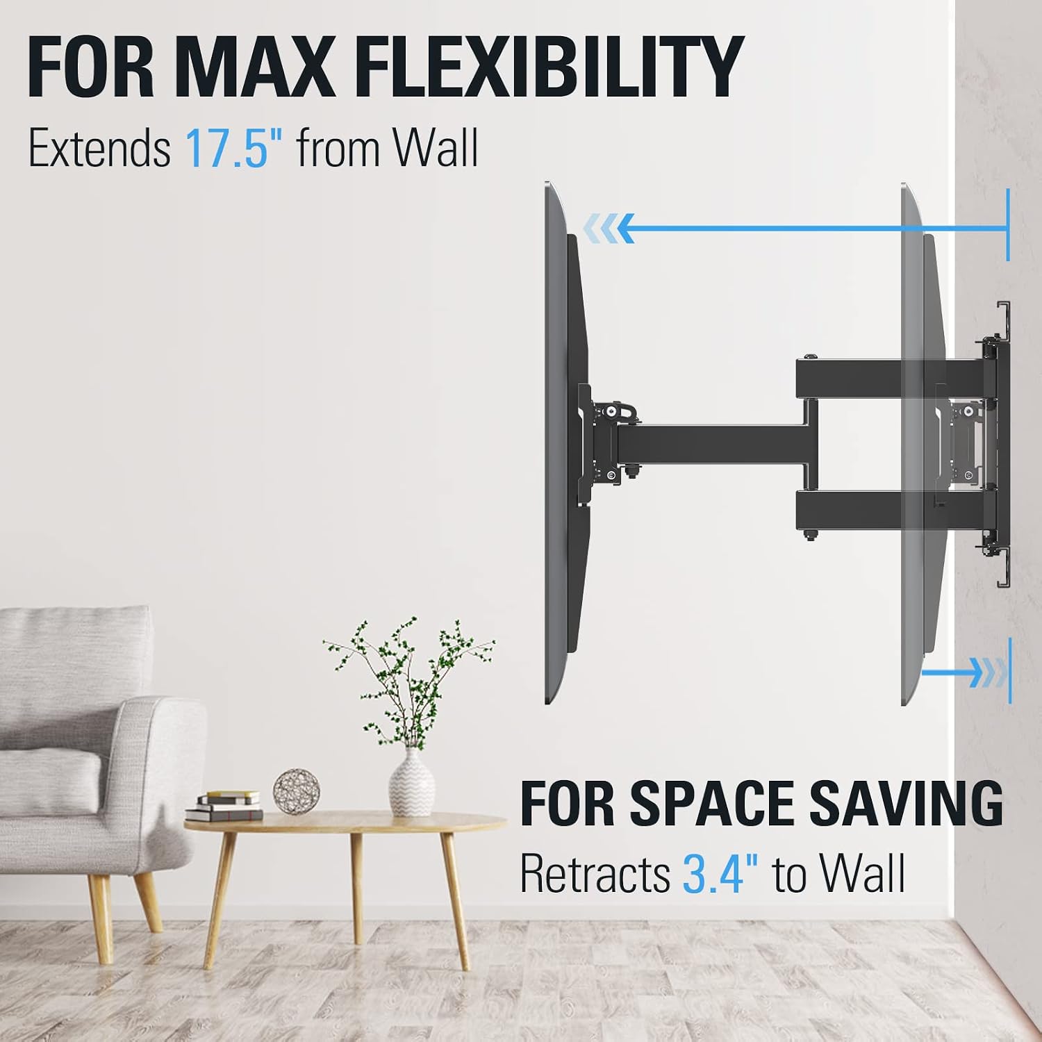 Mounting Dream Tv Wall Mount For Most 32-65 Inch Tv, Full Motion Tv Mount With Dual Arms, Wall Mount Bracket With Swivel And Tilt, Fits 16", 18", 24" Studs, Max Vesa 400X400Mm, 99 Lbs, Md2380-24K