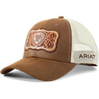 ARIAT Women's Trucker Cap with Leather Floral Patch and Snapback Closure