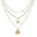Seashell Starfish Necklace for Women Conch Shell Summer Pearl Beach 14k Gold Layered Dainty Choker