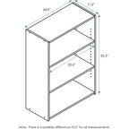 Furinno Wright Book Shelf, 3-Tier Modern Bookshelf, Bookcase With Closed Back, 11.6" X 24.5" X 35.3", For Living Room, Bedroom, Home Office, Soft White