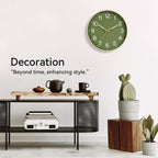 Roymnie Wall Clock 14 Inch Silent Green Wall Clocks Battery Operated- Modern Non Ticking Analog Clock Decorative For Living Room Bedroom Office Kitchen(Gold)