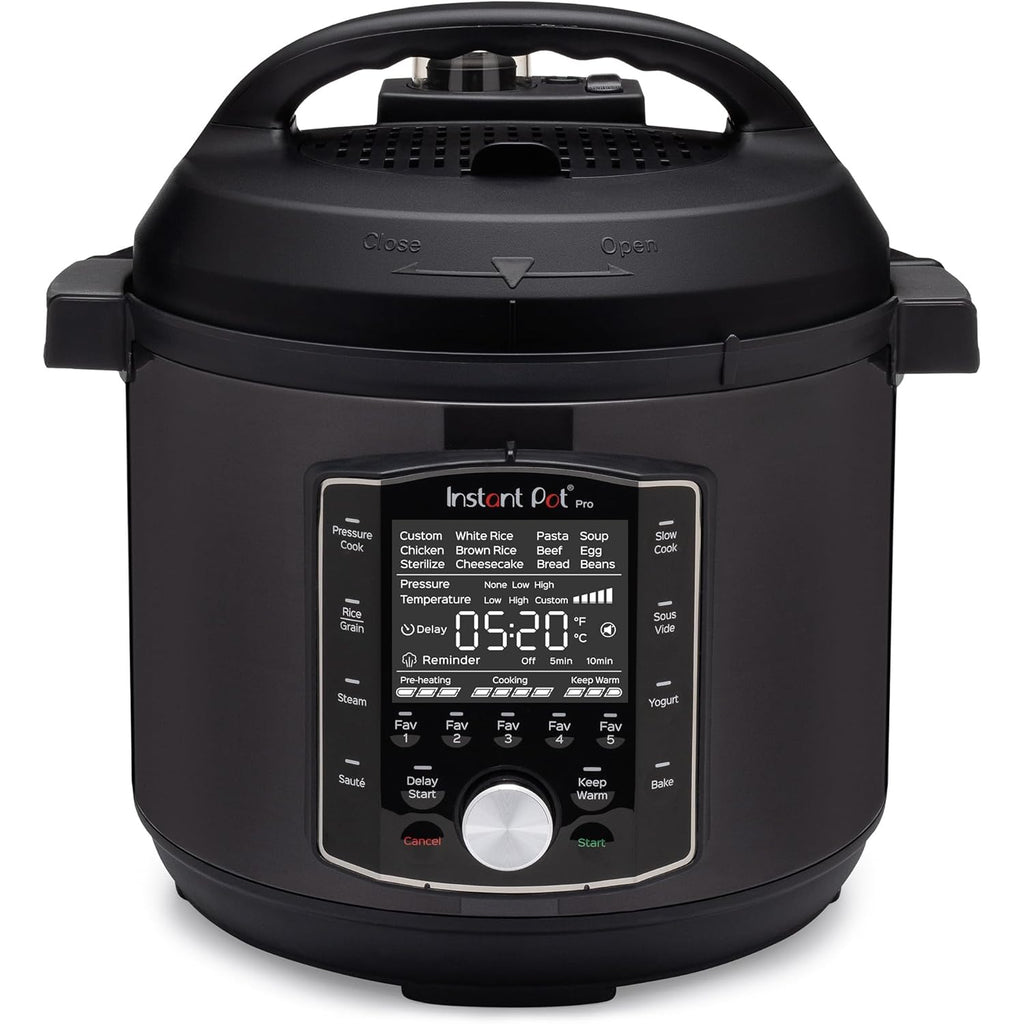 Instant Pot Pro (8 QT) 10-in-1 Pressure Cooker, Slow Cooker, Rice/Grain Cooker, Steamer, Sauté, Sous Vide, Yogurt Maker, Sterilizer, and Warmer, Includes App with Over 800 Recipes, Black