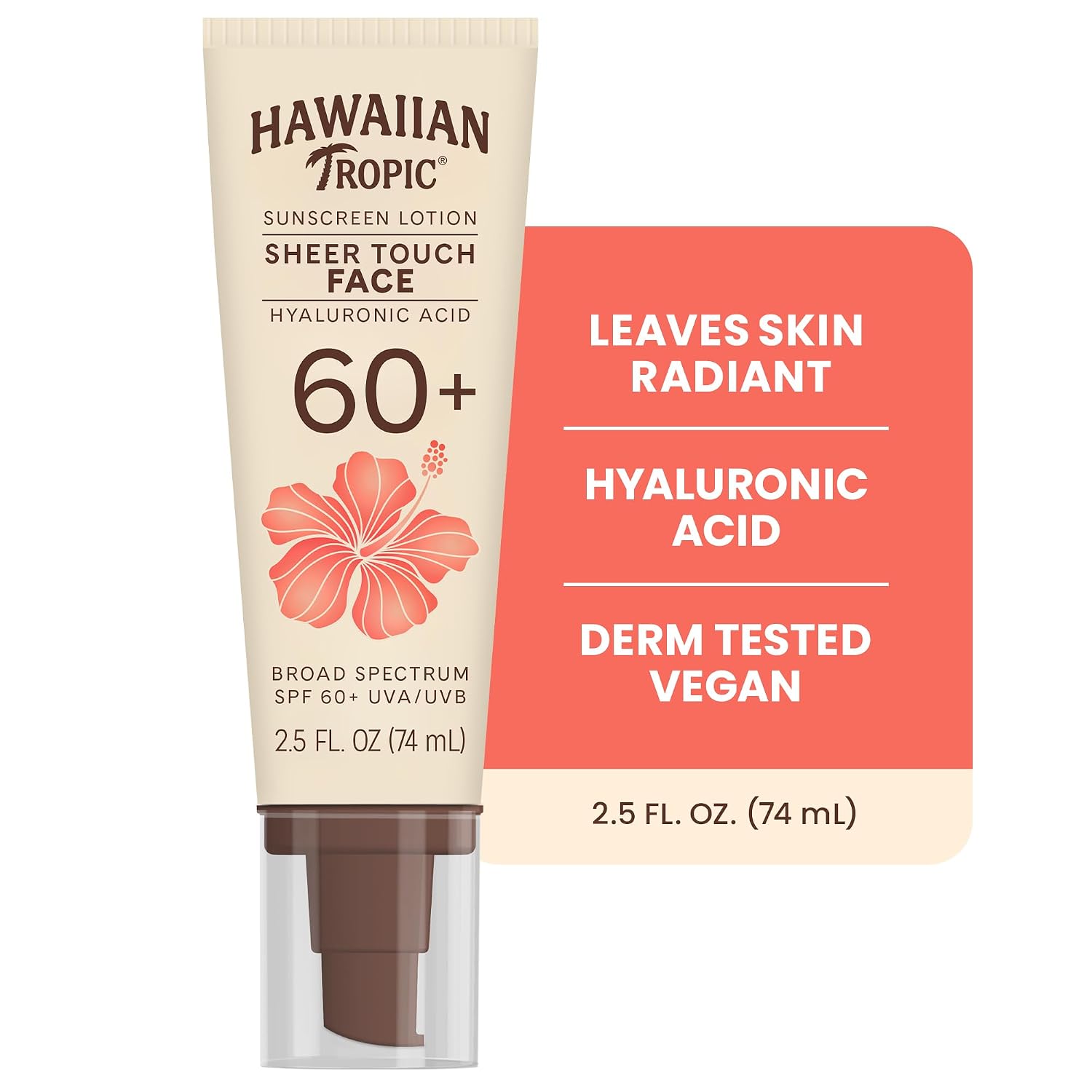 Hawaiian Tropic Sheer Touch Face Sunscreen Lotion Spf 60, 2.5 Fl Oz | Travel Size Sunscreen For Face, Sunblock Lotion, 2.5 Fl Oz