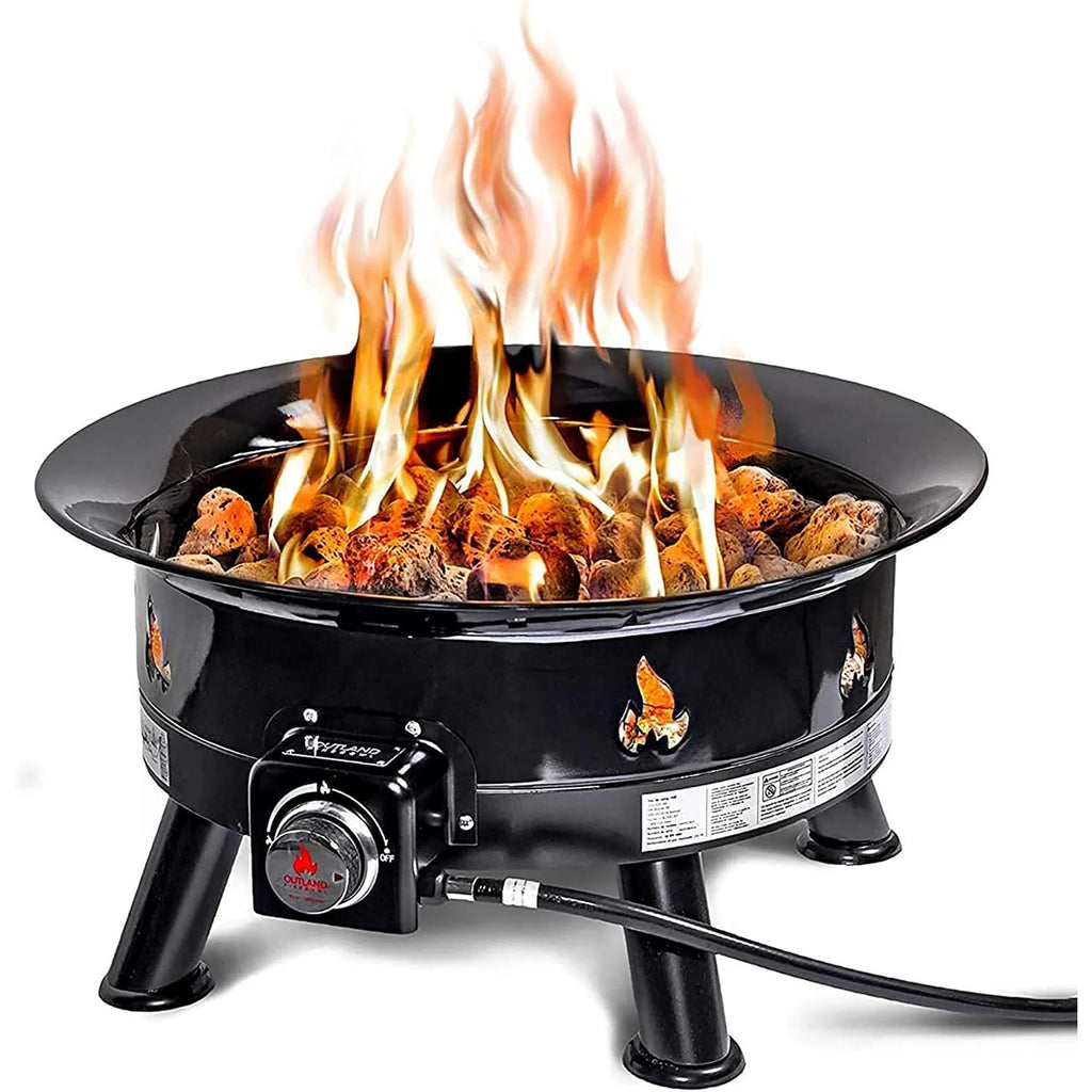 Outland Living Firebowl Smokeless Fire Pit, Round Outdoor Portable Propane Gas Fire Pit With Uv And Weather Resistant Durable Cover, 24-Inch Diameter 58,000 Btu, Black, 883 Mega, For Outside Use