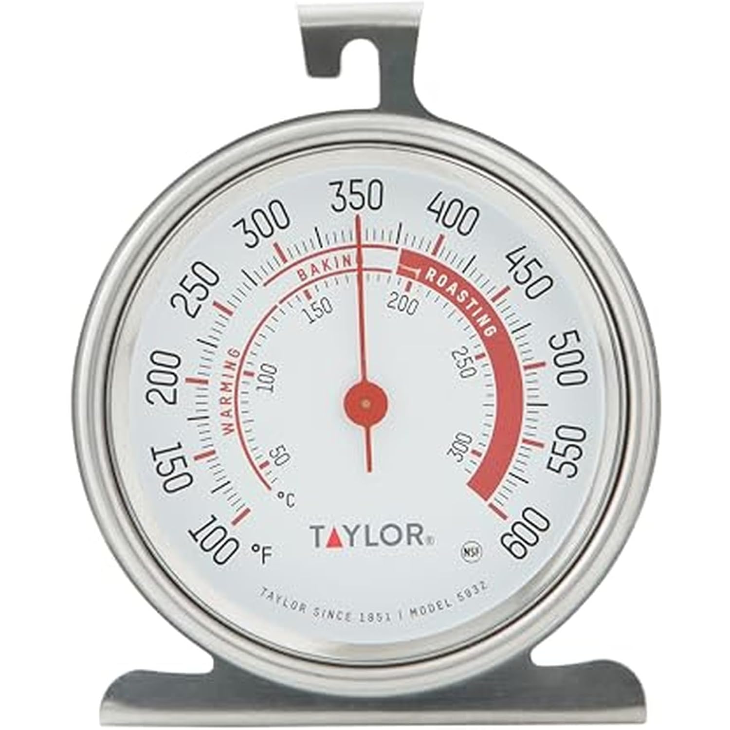 Taylor Precision Products Large Dial Thermometer, Silver