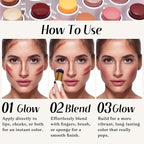 Kimuse Face Sticks Trio, Cream Blush Stick & Highlighter Stick & Contour Stick For Sculpt The Cheeks, Long Lasting Cream Contour Stick Trio For Face Makeup, With Brush