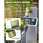 Rainpoint Sprinkler Timer With Brass Inlet & Outlet, Programmable Hose Timer For Garden Soaker Hose, Watering Timer With Rain Delay/Manual Watering System, Digital Drip Irrigation For Yard, Lawn