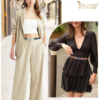 JASGOOD Women Skinny Elastic Belt for Dresses,Thin Retro Stretch Waist Belt with Golden Buckle