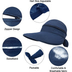 Wide Large Brim Sun Hat Summer UV Protection Thin Hat 2 in 1 Beach Sun Hat
