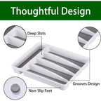 Loyareal Silverware Organizer Utenisl Organizer Holder Kitchen Drawer Organizer Plastic Silverware Tray For Drawer Flatware Organizer 5 Compartment White