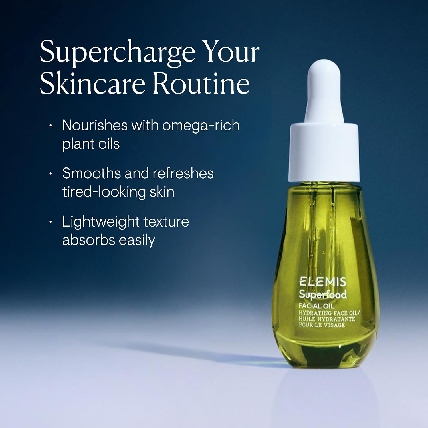 Elemis Superfood Facial Oil - Antioxidant-Rich Nourishing Serum, Radiance-Enhancing Lightweight Skin Elixir, Hydration Booster, Non-Greasy Botanical Blend - 15Ml