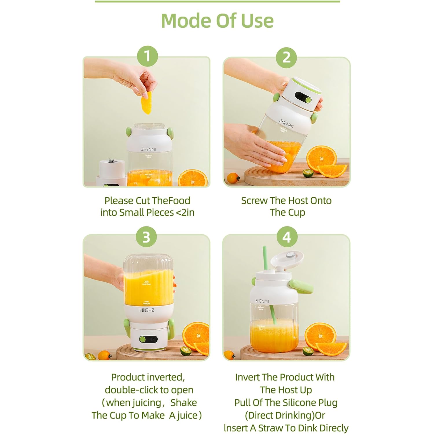 Portable Blender, Personal Blender for Smoothies & Shakes, Cordless, 33oz BPA-Free Vessel, 18000RPM Motor, Leakproof Lid with Sip Spout, USB-C Rechargeable, Easy-to-Clean Parts (Green)