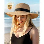 Sun Hats For Women Uv Protection, Packable Wide Brim Straw Hat For Men Beach Summer Vacation Travel