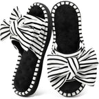Ultraideas Womens Indoor Outdoor Slippers, Memory Foam Open Toe Cute House Shoes For Bedroom With Bow Design, Gift For Women