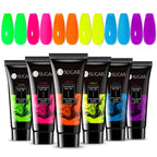UR SUGAR Neon Poly Nail Gel Set - 6 Colors Halloween Pink Neon Green Yellow Orange Bright Colors Spring Summer Poly Extension Nail Gel Polish Kit Long Lasting Soak Off Gel Polish Gift Box