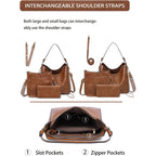 Purses for Women 3PCS, Crossbody Bags Set Large Leather Purse Shoulder Handbags with Wallet Adjustable Straps for Ladies Tote
