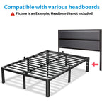 Vipshow 18 Inch Queen Bed Frame, 3500Lbs Heavy Duty Metal Platform With Round Corner Legs Mattress Slide Stopper, Steel Slat Support No Box Spring Needed, Noise Free, Non-Slip, Easy Assembly